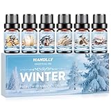 Hanolly Winter Ätherische Öle Set, 6 x 10ml Aroma Diffuser Öl Duftöle für Kerzenherstellung - Wintergewürz, Winterglühen, Nussknacker, Wärmender Kaschmir, Vanille Tannenzapfen, Schneegeküsste Hütte