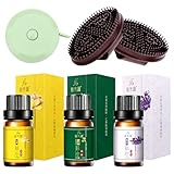 2 Pcs Meridian Massage Bürste Massagebürste Körper Sicheres Material Verbessert Die Durchblutung Und Lindert Müdigkeit Für Taille Beine Rücken Mit 3 Flaschen Ätherisches Öl 1 Wurzel Maßband