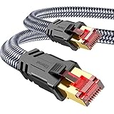 SNOWKIDS Cat 8 LAN Kabel 5m, 40Gbps Netzwerkkabel Ethernet Kabel 2000MHz S/FTP RJ45 Gigabit Nylon Patchkabel für PS5 Router Modem TV Switch Laptop