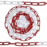 HAFIX Absperrkette Warnkette Zweifarbige rot-weiße Kette 5M. Warnkette 5mm Gliederkette Sicherheitskette Baustellensicherheitskette aus rostfreiem Metall. Absperrkette Rot Weiß aus Metall 5 Meter.