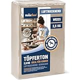 Modelliermasse lufttrocknend weiß 2.5kg - Bastelton für Kinder & Erwachsene, lufttrocknend, wetterfest & bemalbar sowie fein & geschmeidig