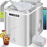 KESSER® Eiswürfelbereiter | Eiswürfelmaschine Edelstahl | Ice Maker | 12 in 24h | Zubereitung in 7 min | 2,2 Liter Wassertank | 2 Eiswürfel-Größen | LED-Display | Selbstreinigungsfunktion mit Zubehör