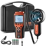 VEVOR 4-in-1 Anemometer 100,8MPH Luftgeschwindigkeitsmesser 168x75x36mm Windmesser IP44 Windmessgerät Windstärkemesser MAX/MIN/AVG/CU-Windgeschwindigkeitsdaten Geschwindigkeitsmessgerät