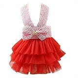 Tonsee Accessoire Hundekleid Haustier Kleine Hund Blasenrock Streifen Spitzenkleid Hundekleid Prinzessin Kleider für Hund Tutu-Kleid Für Kleine Hunde (Rot, M)
