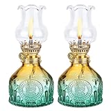 2 Stück Glas Petroleumlampe Für Innenräume, Öllampen Aus Glas, Petrollampe Vintage Petroliumöllampe Klassisches Petroleum Lampen Mit Verstellbarer Flamme, Für Wohnzimmer, Esszimmer, Dekorative
