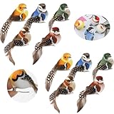 NIYATA 10 Stück Künstliche Vögel Deko, Deko Vögel mit Clip,Künstliche Vögel Outdoor,Geeignet für Miniatur-Gartendekoration,Zweigdekoration,Gartendekoration,Hochzeitsdekoration