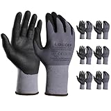 LOCCEF Arbeitshandschuhe Herren/Damen, 6 Paare - Nitril beschichtet, nahtlos gestrickte Nylon-Handschuhe für Heimwerken, Handwerk und Gartenarbeit(10/XL, Grau-6 Paare)