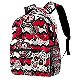 Schultaschen für Mädchen und Jungen, lustiger tanzender Totenkopf, langlebig, lässiger Rucksack für Schüler, Mehrfarbig 07