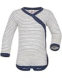Engel Wickelbody langarm, Natur, Wolle (kbT) Seide (Natur/Marine, 50-56)