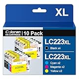Coloran LC223XL Druckerpatronen Ersatz für Brother LC223XL Patronen, Kompatibel mit Brother DCP-J4120DW MFC-J5320DW J4420DW J480DW J880DW J4620DW J680DW J4625DW J5625DW (10er-Pack)