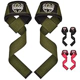 FIGHTSENSE Fitness Zughilfen für Krafttraining (Lifitng Straps) Gewichtheben Riemen für Männer Frauen,Neopren gepolstert,Webbed Baumwolle Gym Handgelenk Riemen(Fitness Straps) (Armeegrün)