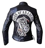 PROMENADE CHIC Charlie SOA Highway Club Lederweste und Jacke, Schwarz – Kunstleder für Damen, 3XL