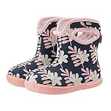 MCIKCC Unisex-Kinder-Wanderschuhe, Fleecefutter, wasserdicht, Regenstiefel, leicht, mit verstellbarem Griff, Blacklossom, 21 EU