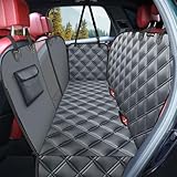 KYG Hundedecke für Auto Rückbank, Rücksitz mit Seitenschutz und Sichtfenster, Kratzfeste und Wasserabweisende Autodecke Hund, Hundematte für Rücksitzbank, 135 x 148 cm Grau