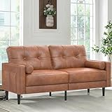 Aotumm Ciort 2-Sitzer-Sofa Modern Dick Gepolstert 2 Kissen Komfortables Leder Sofa mit 2 Staufächern für Wohnzimmer Schlafzimmer Büro Einfach zu montieren Klein