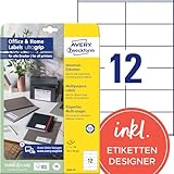 AVERY Zweckform 3424-10 Adressaufkleber (120 Etiketten, 105x48mm auf A4, FSC, bedruckbareAbsenderetiketten, selbstklebende Klebeetiketten mit ultragrip, ideal fürs HomeOffice) 10 Blatt, weiß