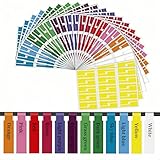 12 Farben, 720 Stück Kabeletiketten Farbetiketten Kabel, Selbstklebende Kabelbeschriftung, Wasserdich Kabeletiketten, Aufkleber Kabel Etiketten, Reißfest Kabelbeschriftung, A4-Format, für Laserdrucker