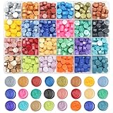 Wachs Achteckig Wachssiegel Set, 24 Farbe Siegelstempel 720 Stück siegelwachs Perlen, für Vintage Siegellack und Brief, Einladungen, Karten, Paket Geschenk Siegelwachs Set (Satz B)
