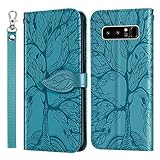 JayModCase Handyhülle für Samsung Galaxy Note 8, PU Leder Flip Kartenfach Geldbörse Magnetverschluss Standfunktion Cover, Kompatibel mit Samsung Galaxy Note 8 - Himmelblau