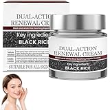 Dual-Action Erneuerungscreme, Straffende und Glättende Feuchtigkeitspflege, Black Rice Skin Repair Essence Cream,Schwarz-Weiß-Reis-Creme,Anti Aging Essenz-Gesichtscreme, 50g (1)