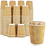 LATERN 50 Stück Kaffeetassen aus Kraftpapier, 360ml 3-Lagige Isolierte Wellenwandbecher Recycelbare Einwegbecher zum Mitnehmen für Kaffee Tee und Andere Heiße und Kalte Getränke