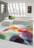 Teppich modern Teppich Wohnzimmer Laub bunt Größe 80x150 cm