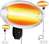 KESSER® Heizstrahler 2000 Watt ✓ Infrarot ✓ Standheizer ✓ Terrassenheizung ✓ Terassen ✓ Strahler ✓ Höhenverstellbar ✓ Quarzstrahler ✓ Innen - Außen ✓ Wickeltischheizstrahler (2000W - Silber/Weiß)