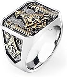 BOSUGE Ring Freimaurer Abzeichen Zeichen Ring Herren Golden Heilige Säule Schädel Titan Stahl Biker Punk Band Zeigefinger Lokomotive Schmuck