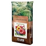 Green Home Blumenerde 72L - Pflanzerde für Zimmerpflanzen, Balkon & Garten | Mit NP 23-14, NPK 14-10-18 | Blumenerde mit Perlite, Kokosfaser & Rindenhumus | Für Hochbeet & Pflanzkübel