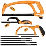 BEETRO Bügelsägenrahmen-Set – 3 Größen (305 mm Standard, 152 mm Junior und 254 mm Mini-Bügelsäge) mit 6 zusätzlichen Klingen und Nylon-Tragetasche, perfekt für Metall, Holz, PVC-Rohre