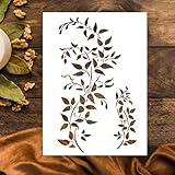 GEEHUA 2 Stück große Blumen Schablonen zum Malen, A4 Größe Wiederverwendbare Weinreben Schablone, Efeu Schablone, Zeichenvorlage für Möbel, Leinwand, Heimdekoration, DIY Bastelvorlage zum Malen