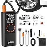 Oasser Elektrische Luftpumpe mit 2 Anzeige 6000mAh 150 PSI Wiederaufladbar Akku kompressor mit 3M 12V Zigarettenanzünder für Auto Motorrad Fahrrad Ball Reise Camping