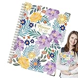 Ringbuch, Schulheft, Tagebuch A5 Juli 2025-Juni 2026 Blumenmuster für Skizzen Notizen Studio Arbeit Forschung
