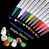 Baozun Acrylstifte Marker Stifte, Acrylfarben stifte für Schwarzes Papier, Fotoalbum, Steine, Holz, Gästebuch, Scrapbooking, Hand Lettering (12 Farben)