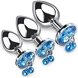 ZeeKoug Spaß 3 Metall Indoor Fitness Sets Mit Verschiedenen GrößEn, Blauer Kristall Am Boden Und Glocke ZubehöR, LäSsige HüFte TrainingsgeräT, Paar Geschenk
