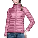 Flodxo Gepolsterte Mäntel für Damen, Winter, leichte Daunenjacke, gesteppt, gepolstert, mit Kapuze, Puffermantel, durchgehender Reißverschluss, langärmelig, Übergröße, ultraleicht, verstaubar