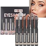 Stick-Lidschatten-Set – 6-teilig, Wasserfest, Schimmernder Aufheller | Langlebiger, Kreativer, Wischfester Lidschattenstift-Applikator Mit Modernem Design Für Frauen, Mädchen, Reisen, Partys, Ge