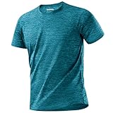 MAGCOMSEN Funktionsshirt Herren Sportshirt Kurzarm Trainingsshirt Atmungsaktiv Laufshirt Wandershirt Männer Regular Fit Fitness Shirts Funktionsshirt Pfauenblau L