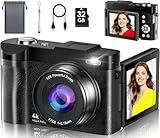 Digitalkamera 4K 50MP Kamera Fotokamera Maxmango Autofokus mit 2.8'' 180° Klappdisplay, 16X Digitalzoom Wiederaufladbare Kompaktkamera mit 32G Karte, Vlogging-Kamera für Kinder Teenager Anfänger