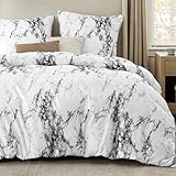 BEDSURE Bettwäsche 200x220 3teilig Bettbezug - Bettwäsche-Sets 200 x 220 cm mit 2 Kissenbezüge 80x80 cm, Weich Wendebettwäsche Bedding Marmor Weiß für Doppelbett mit Reißverschluss