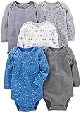 Simple Joys by Carter's Baby Jungen Langärmeliger Body, 5er-Pack, Blau/Grau/Weiß, Frühchen