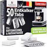 CLENESSO Entkalkungstabletten für Kaffeevollautomaten (50 Stk) – Entkalker Kaffeevollautomat Tabs kompatibel mit Siemens EQ Serie, Jura, Krups, Delonghi, Philips, Miele, Tassimo, Nespresso uvm.