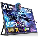 UPERFECT Portable Monitor 21.5 Zoll 120Hz Tragbarer Monitor 1300:1 1920 * 1080 Full HD IPS Bildschirm Integrierter Halterung Mini HDMI USB C für PC Laptop Spielkonsole, Metallgehäuse, VESA-Kompatibel