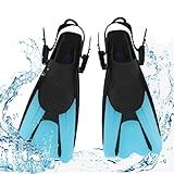 mizikuu Schnorchelflossen, Verstellbare Tauchflossen Kurze Gr.34-38 mit Tasche zum Umhängen Schwimmflossen Kinder Taucherflossen Erwachsene Leichte Reiseflossen zum Schwimmen Schnorcheln, Blau