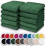NatureMark 10er Pack Waschlappen | 100% Baumwolle | Frottier Seiflappen | Größe 30 x 30 cm | Frottee Seiftücher im 10er Pack Farbe: Dunkel grün