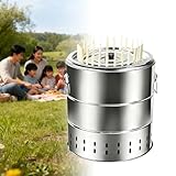 QianCruxtacy Rauchfreier Holzkohle-Hänge-Kebab-Grill, Edelstahl-Holzkohle-Dönergrill Mit 360°-Rundum-Surround, Doppelschicht-Edelstahl, öl-Holzkohle-Trennung Und Rauchfrei-Technologie RS22