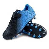 JABASIC Kids Firm Ground Fußballschuhe Jungen Mädchen Sportliche Fußballschuh(30EU,Schwarz/Blau)