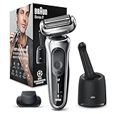 Braun Series 7 Elektrorasierer 360° Flex mit Reinigungsstation, Trimmer & Rasierer Herren Elektrisch, Wet & Dry, rasierapparat, trockenrasierer, Made in Germany, 71-S7200cc, silber