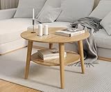 skølm Couchtisch rund Mjölnir, Wohnzimmertisch aus Eiche Massivholz, Beistelltisch für Wohnzimmer Durchmesser 70 cm, Höhe 45 cm, Natur