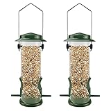 Urban Deco Vogelfutterhaus zum Aufhängen, Vogelfutterspender aus Metall, Futterhaus für Vögel für Garten, 2 Anschlüsse, strapazierfähig, wetterfest, 2 Packungen, Grün